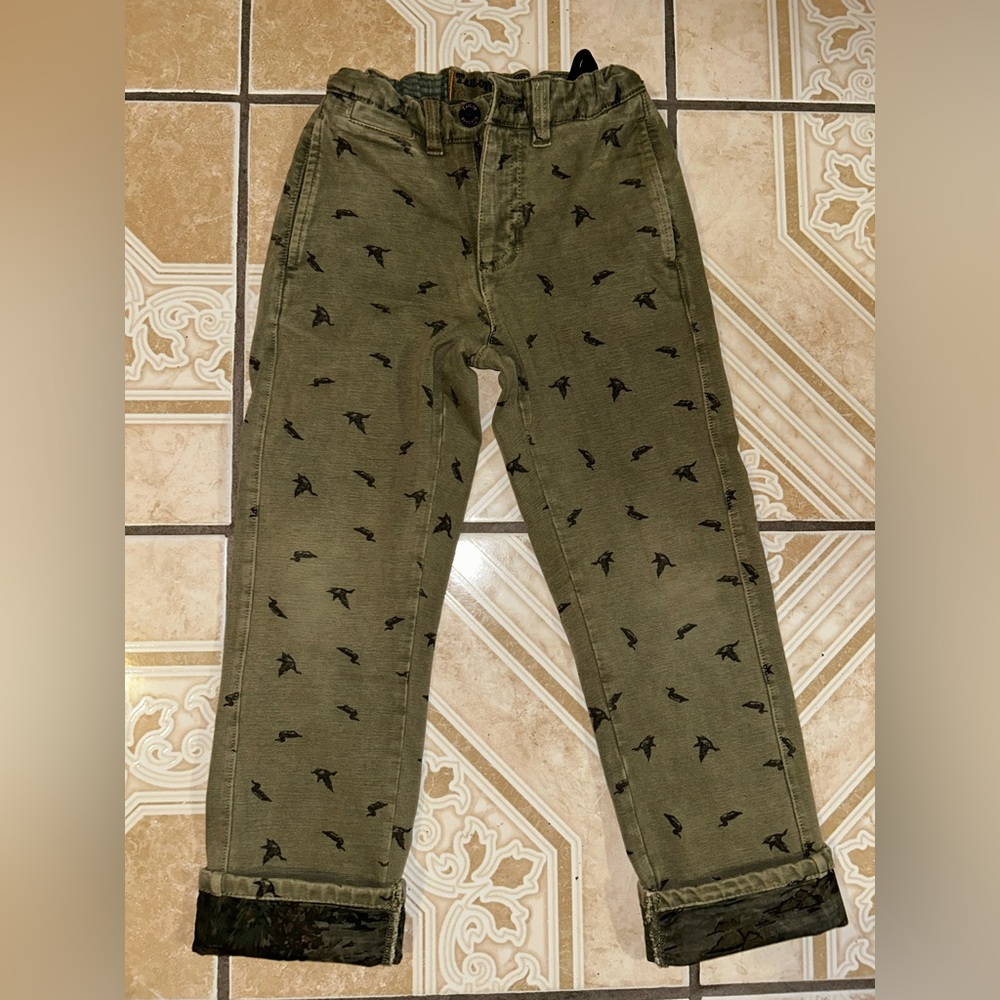 Tailor Vintage Olive Pants with Black Pattern